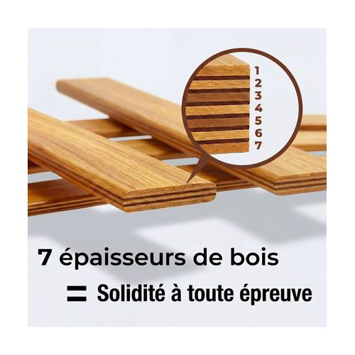 3 Grandes Lattes + Embouts Pour Lit, BZ et Convertible - 1400x53x9 Mm - Bois Hêtre Durable - 7 Plis