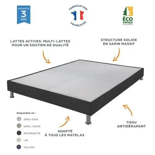 Matelas Ryad + Sommier Tapissier Omega - 140x190 - Ressorts - Hauteur 21 Cm