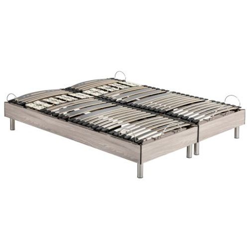 Ensemble Relaxation S73+matelas Mousse Wave - 5 Zones - 2x90x200 - Chêne Clair