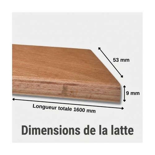 1 Grande Latte + Embouts Pour Lit, BZ et Convertible - 1600x53x9 Mm - Bois Hêtre Durable - 7 Plis