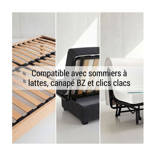 1 Grande Latte + Embouts Pour Lit, BZ et Convertible - 1600x53x9 Mm - Bois Hêtre Durable - 7 Plis