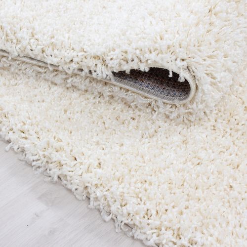 Shaggy - Tapis Uni à Poils Longs - Blanc Ivoire 080 X 250 Cm