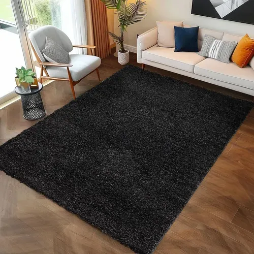 Shaggy - Tapis Uni à Poils Longs - Anthracite 300 X 400 Cm