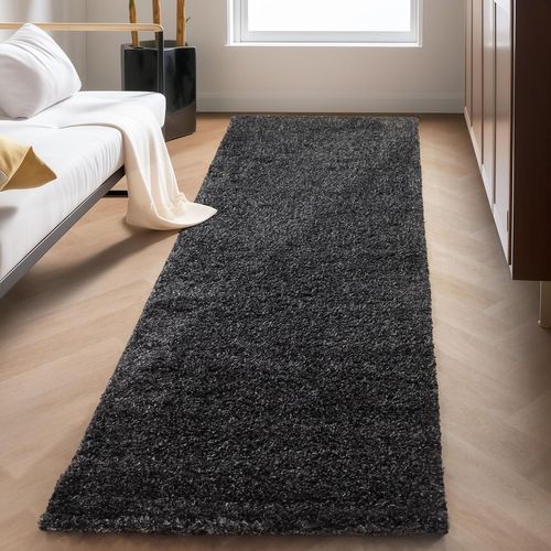 Shaggy - Tapis Uni à Poils Longs - Anthracite 300 X 400 Cm