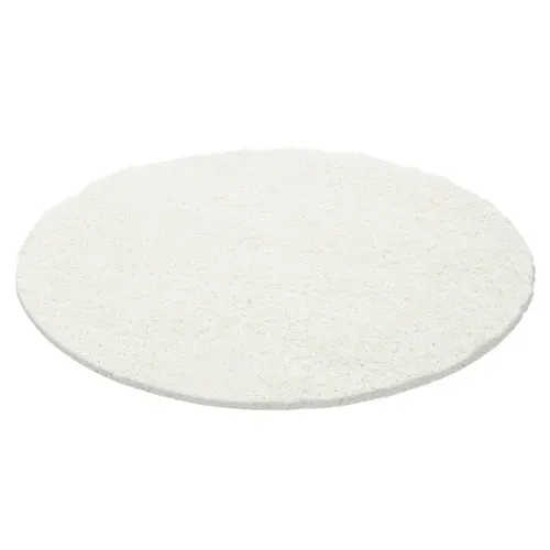 Shaggy - Tapis Uni Rond - Blanc Ivoire 200 X 200 Cm