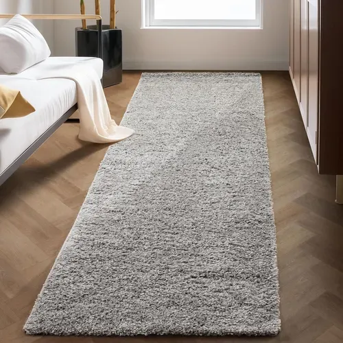 Shaggy - Tapis Uni à Poils Longs - Gris Clair 160 X 230 Cm