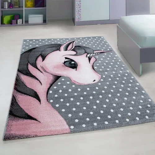 Licorne - Tapis Enfant - Rose 120 X 170 Cm
