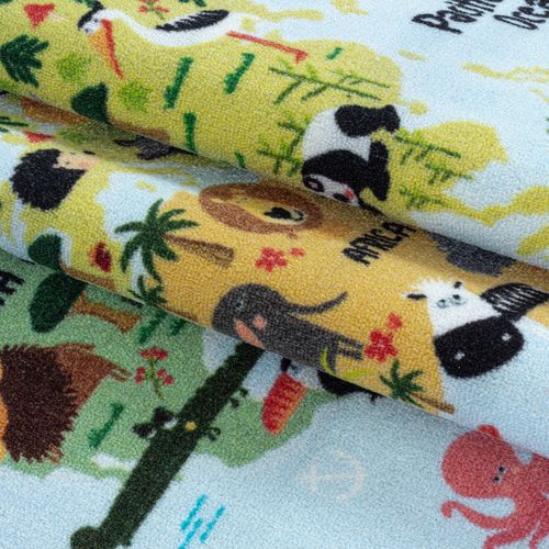 Carte Du Monde - Tapis Enfant Lavable Bleu 160 X 230 Cm