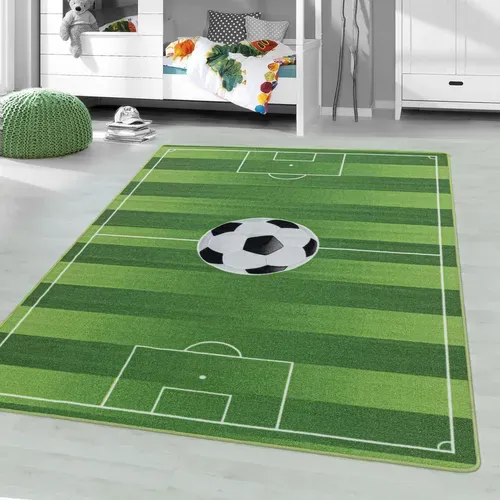 Football - Tapis Enfant Lavable Vert 160 X 230 Cm