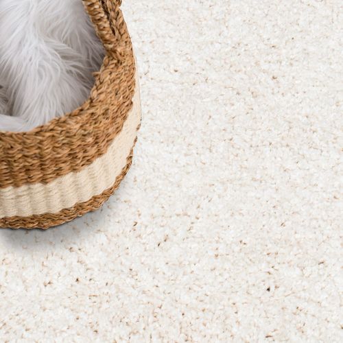 Tapis à Poils Longs Rond Softy Crème 80x80cm