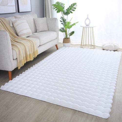Tapis De Fourrure à Relief Blanc 160x230cm