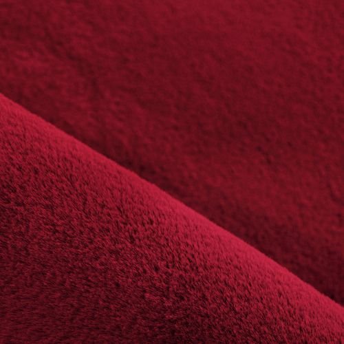 Tapis Rond Fausse Fourrure Toucher Doux Rouge 200x200cm