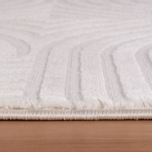 Tapis 70's Laineux à Motif En Relief Crème 140x200cm