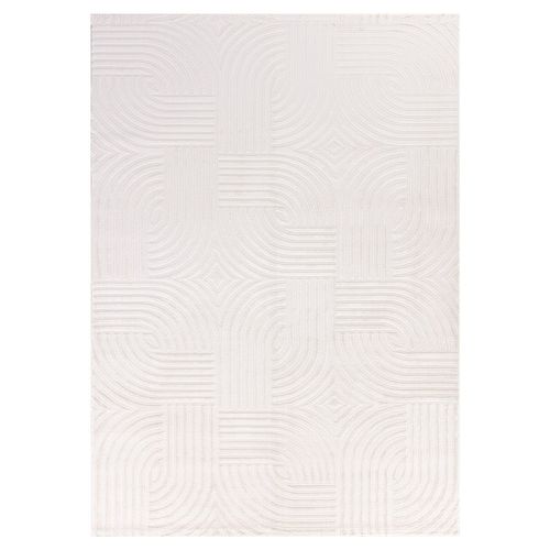 Tapis 70's Laineux à Motif En Relief Crème 140x200cm