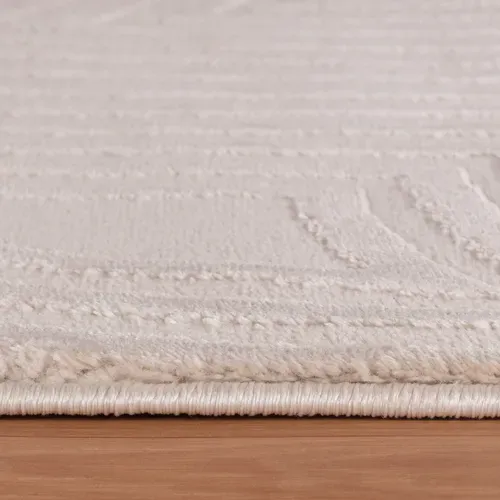 Tapis Meduse Laineux à Motif En Relief Beige 200x290cm