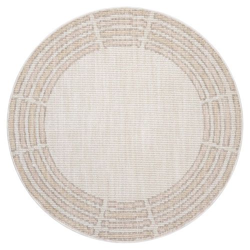 Tapis Rond à Relief Beige Et Rose 200x200cm