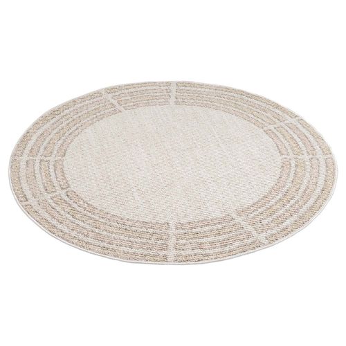 Tapis Rond à Relief Beige Et Rose 200x200cm