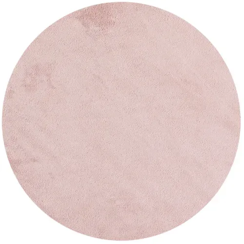Tapis Lavable Rond En Microfibre Douce - Rose Poudré 120x120cm