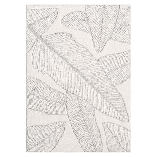 Tapis Leaf à Motifs Feuillage En Relief - Gris 140x200cm