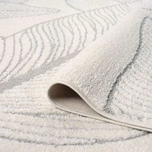 Tapis Leaf à Motifs Feuillage En Relief - Gris 140x200cm