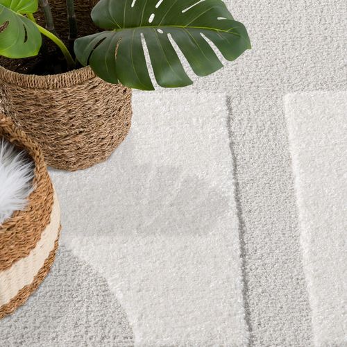 Tapis Japan Rond à Motifs 3d En Relief - Crème 200x200cm