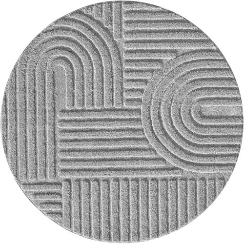 Tapis Rond à Relief Lena Gris 160x160cm