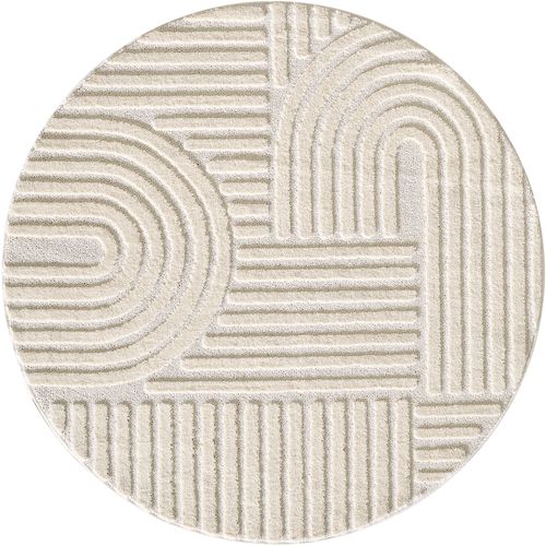 Tapis Rond à Relief Lena Crème 80x80cm