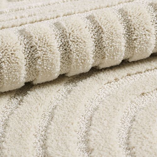 Tapis Rond à Relief Lena Crème 80x80cm