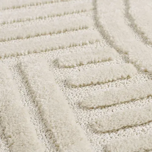 Tapis Rond à Relief Lena Crème 80x80cm