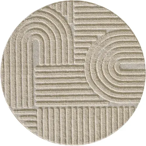Tapis Rond à Relief Lena Beige 120x120cm