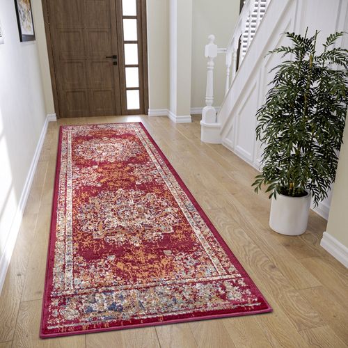 Tapis 80x120cm Style Vintage Madere Rouge