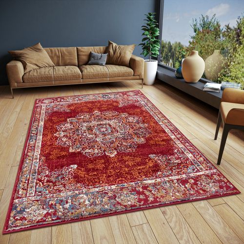Tapis 80x120cm Style Vintage Madere Rouge