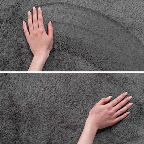 Tapis 240x340cm Poils Doux Lavable Gris