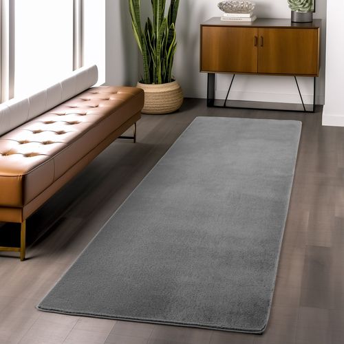 Tapis 240x340cm Poils Doux Lavable Gris