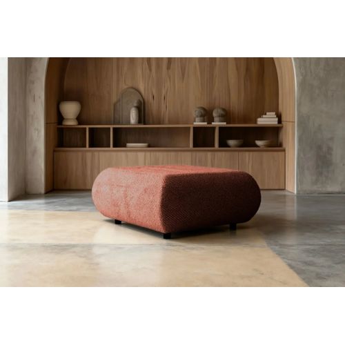 Levi - Pouf En Tissu Lisse Terracotta 88x88x41