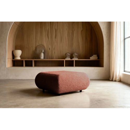 Levi - Pouf En Tissu Lisse Terracotta 88x88x41