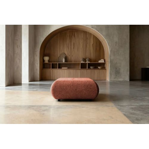 Levi - Pouf En Tissu Lisse Terracotta 88x88x41