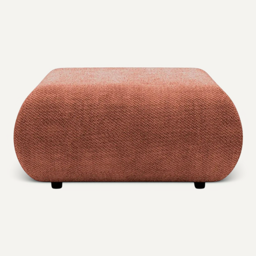 Levi - Pouf En Tissu Lisse Terracotta 88x88x41