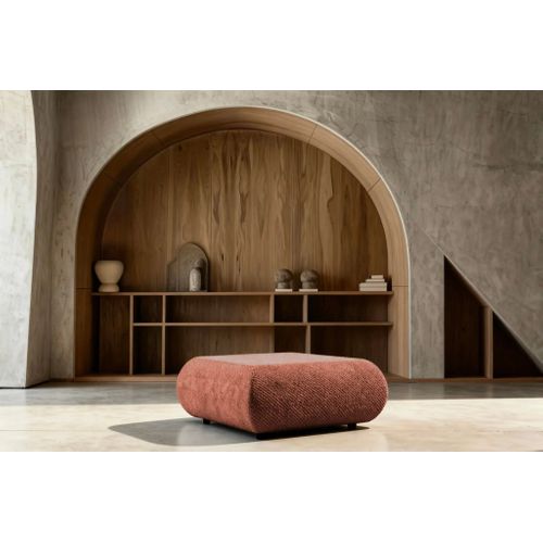 Levi - Pouf En Tissu Lisse Terracotta 88x88x41
