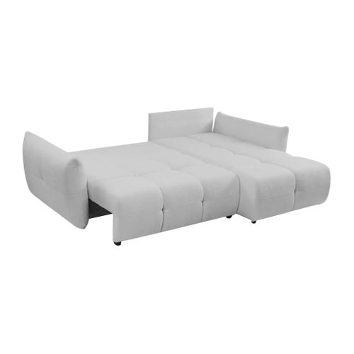 June - Canapé D'angle Convertible Tissu Bouclette 3 Places - Gris Clair
