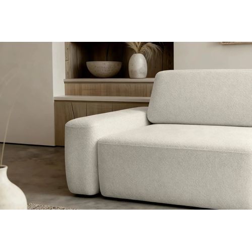 Ivy - Canapé Droit Convertible Coffre Tissu Chiné 3 Places - Beige