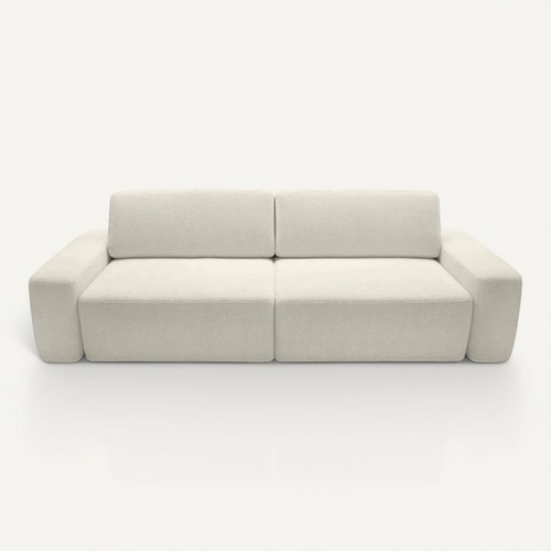 Ivy - Canapé Droit Convertible Coffre Tissu Chiné 3 Places - Beige