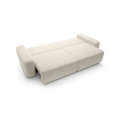 Ivy - Canapé Droit Convertible Coffre Tissu Chiné 3 Places - Beige