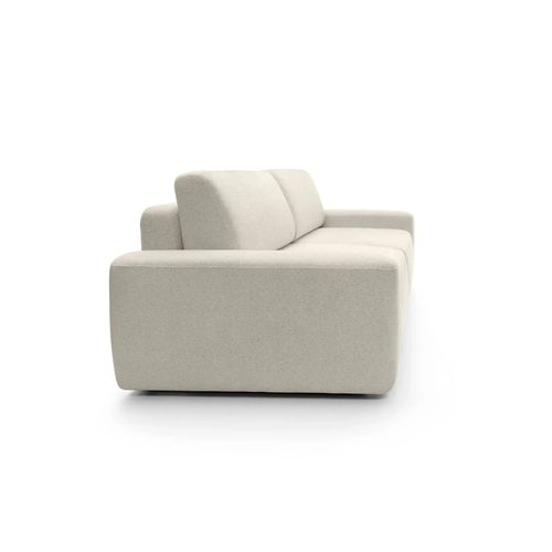 Ivy - Canapé Droit Convertible Coffre Tissu Chiné 3 Places - Beige