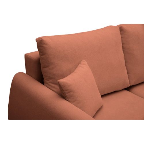 Hera - Canapé D'angle Convertible Tissu Doux 3 Places Terracotta