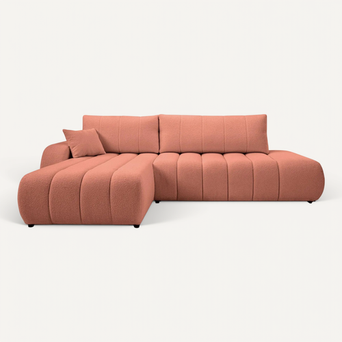 Celeste - Canapé D'angle Convertible Tissu Bouclette 4 Places - Terracotta - Droit