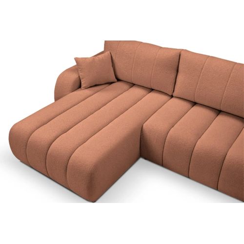 Celeste - Canapé D'angle Convertible Tissu Bouclette 4 Places - Terracotta - Droit