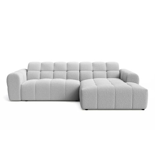 Alexia - Canapé D'angle Tissu Bouclette 4 Places - Gris Clair - Droit