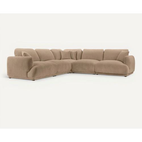Rosalie L - Canapé D'angle Modulable Petit Velours Côtelé 4 Places - Droit - Café
