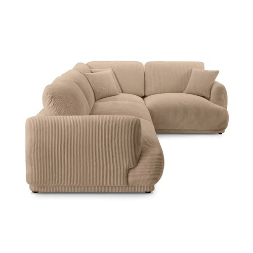 Rosalie L - Canapé D'angle Modulable Petit Velours Côtelé 4 Places - Droit - Café